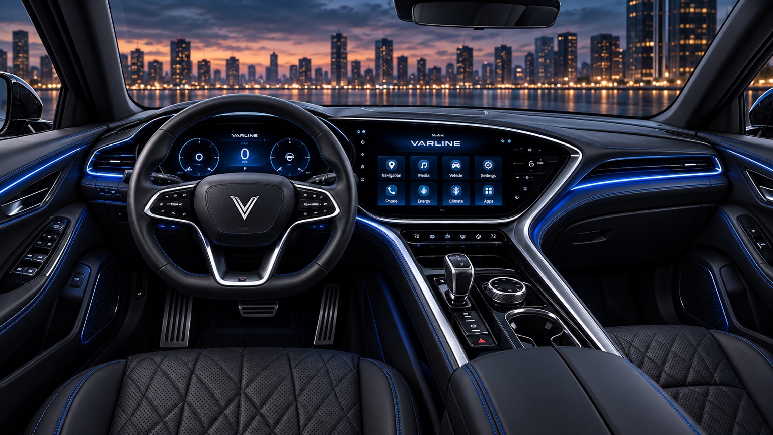 Driver-focused dashboard and cockpit of the VARLINE V1