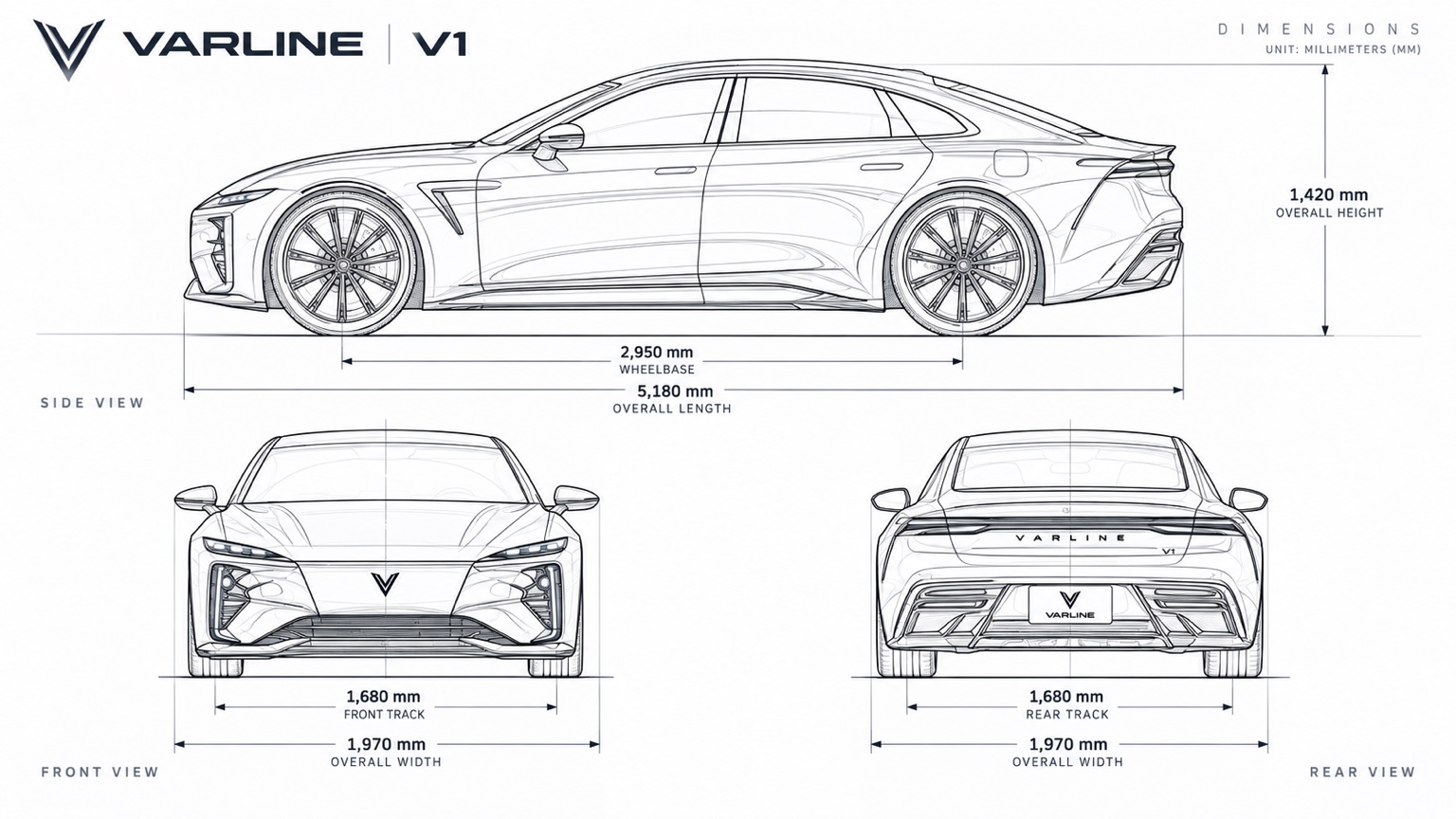 VARLINE V1 dimensional development drawing
